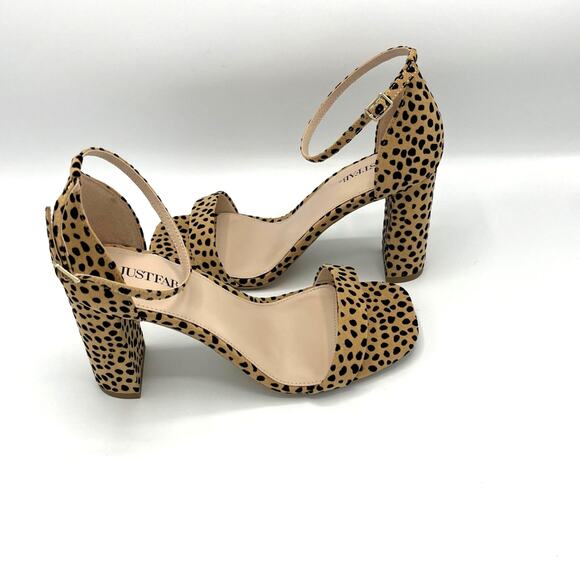 JUSTFAB Women's Kyla Block Heeled Pump in Cheetah Print Size 8.5E - Picture 2 of 7